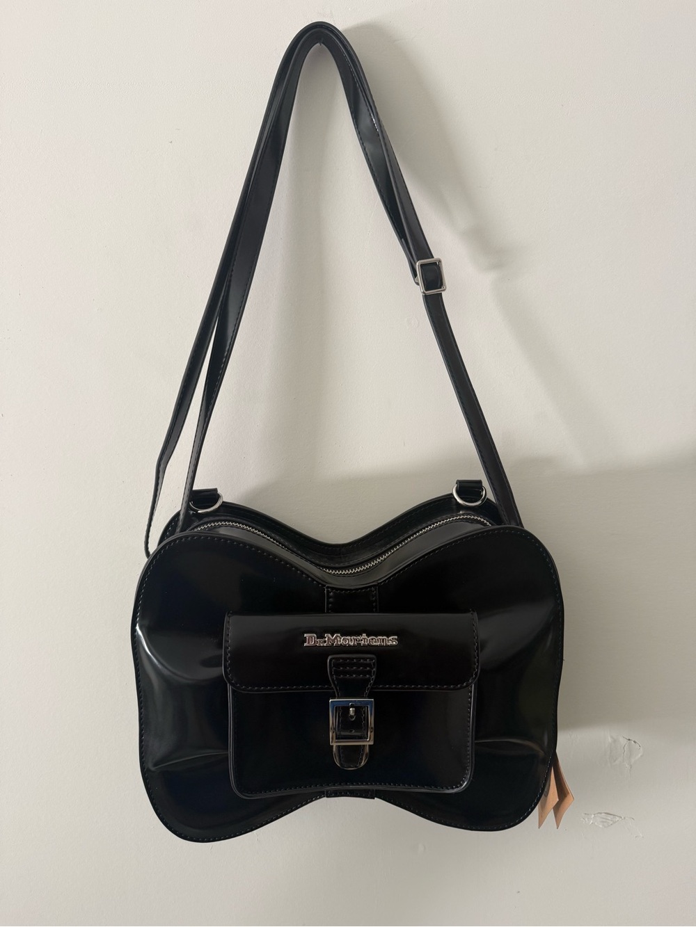 Doc Martens Black Patent Vegan Leather Bow Bag